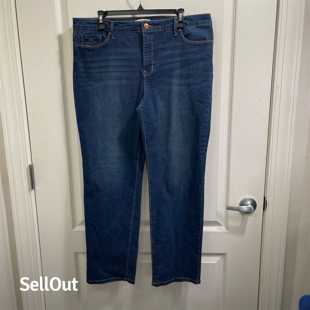 Nine West Women's Straight Jeans Size 16 Dark Blue Denim (sku341)